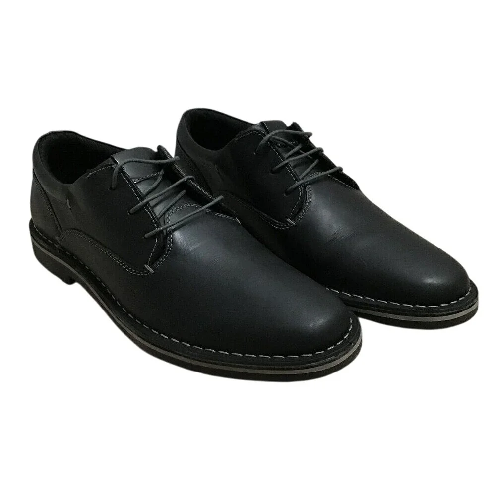 Steve Madden Harpoon Mens Black Leather Lace Up Round Toe Oxford‎ Size 10 New